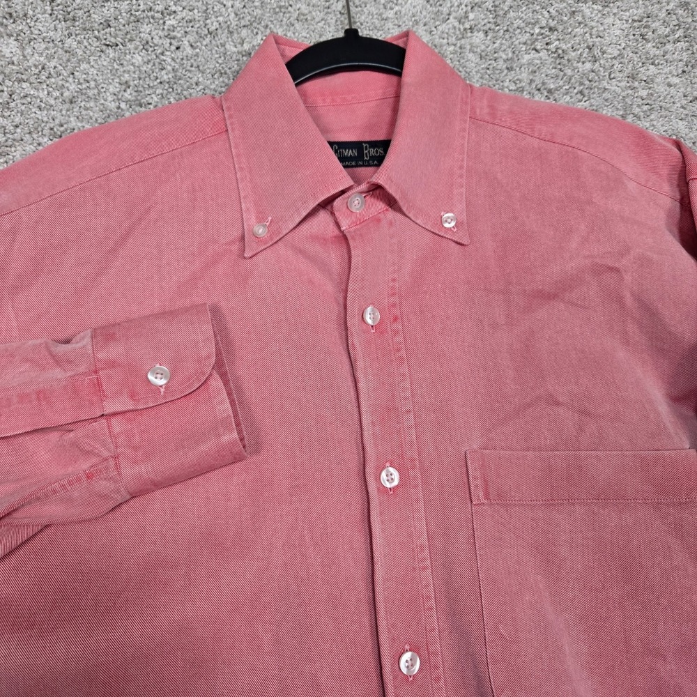 Gitman Bros Vintage USA Button Down Shirt Mens Medium Red L/S chambray oversized